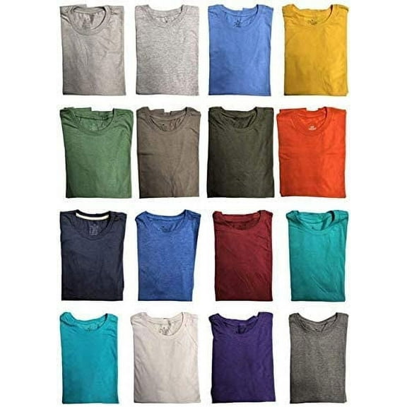 BILLIONHATS 36 Pack Mens Cotton Short Sleeve Lightweight T-Shirts, Bulk Crew Tees for Guys, Mixed Bright Colors Bulk Pack, 2X-Large