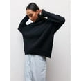 thumbnail image 2 of Women's Turtleneck Sweater Loose Fashion Striped Turtleneck Casual Autumn and Winter Sweater Commuting, 2 of 3
