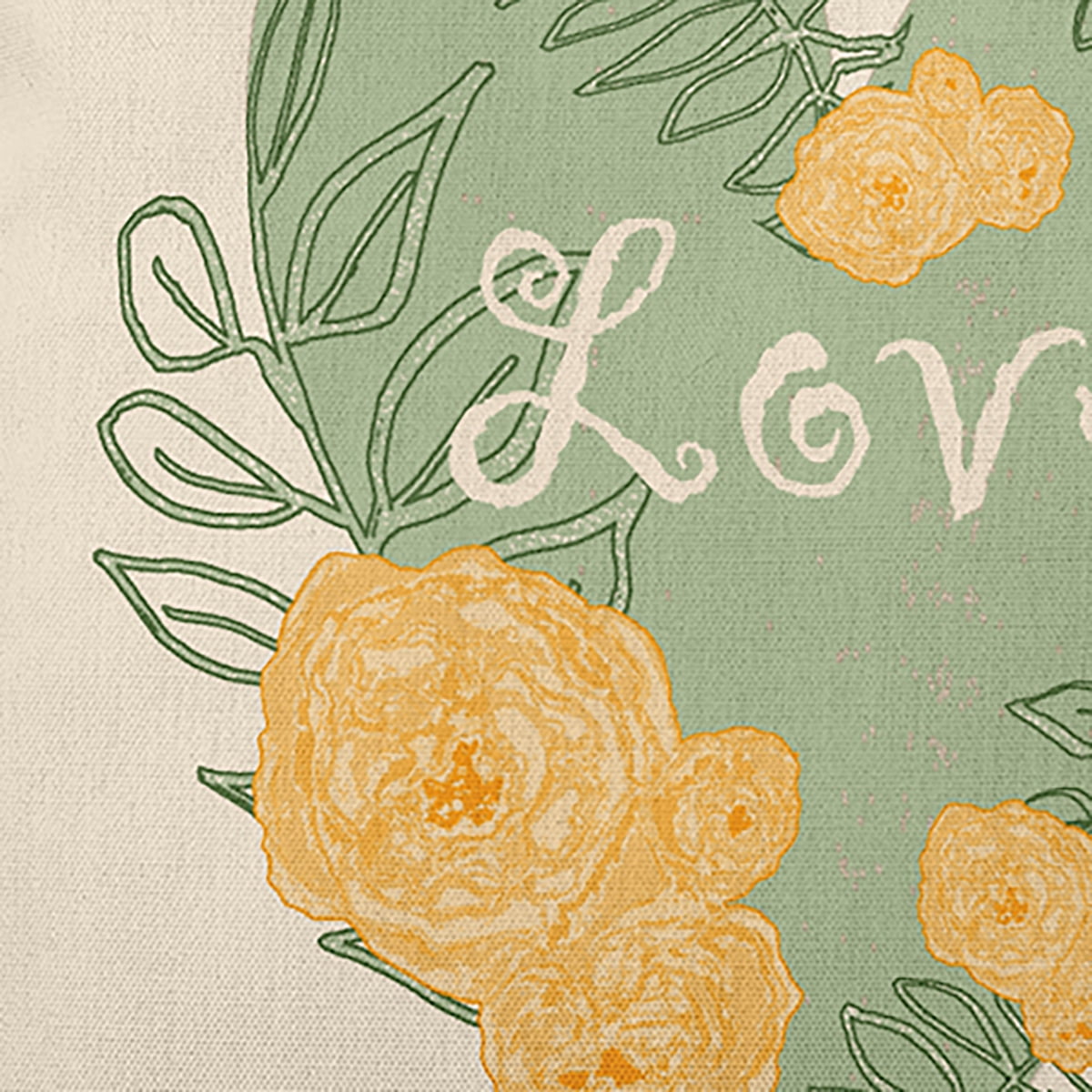26" x 26" Simply Daisy Love And Roses Polyester Accent Pillow, Fresh Green Qty 1