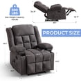 thumbnail image 3 of Ebello Manual Recliner Chair with Massage and Heat, Fabric Recliner with Cup Holders & Storage Pockets, Breathable Comfortable Lounger for Living Room, Gray, 3 of 10