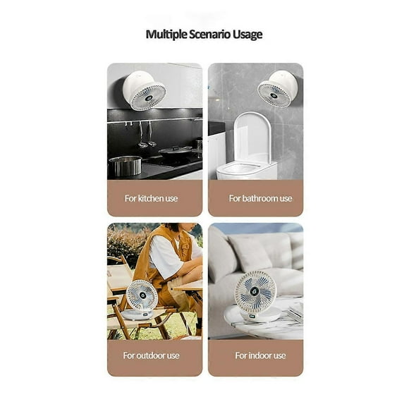 2IN1 Folding Desktop Fan Portable Air Conditioner Wall Mounted Fan Rechargeable with 3 Gears for Home Office