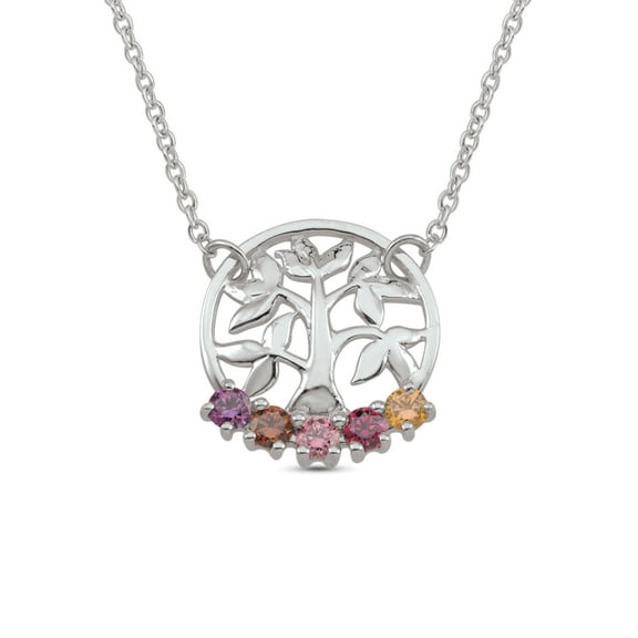 Personalized Tree of Life Birthstone Necklace in Sterling Silver by Jewlster