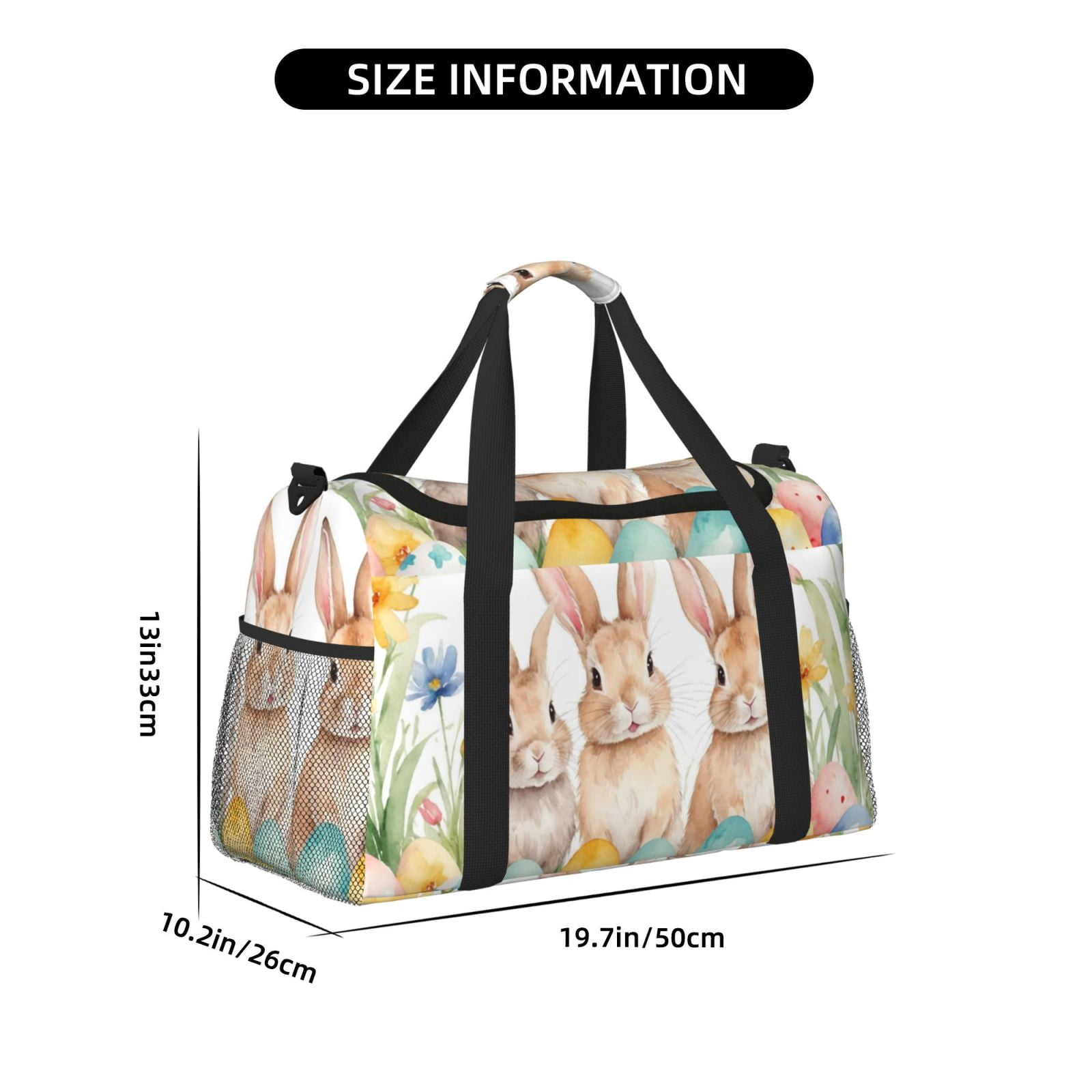 Fuzoiu Happy Easter Print Travel Duffle Bag,Carry On Tote Bags,Duffel Bag,Sport Gym Bag, Hospital Bag for Labor and Delivery, Overnight Bag,Luggage Bag
