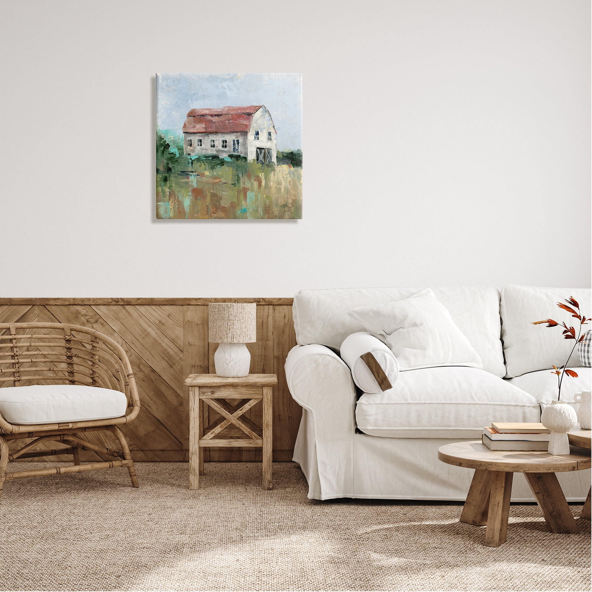 Stupell Industries Rustic Barn Painting Landscape Painting Gallery Wrapped Canvas Art Print Wall Art, 24 x 24