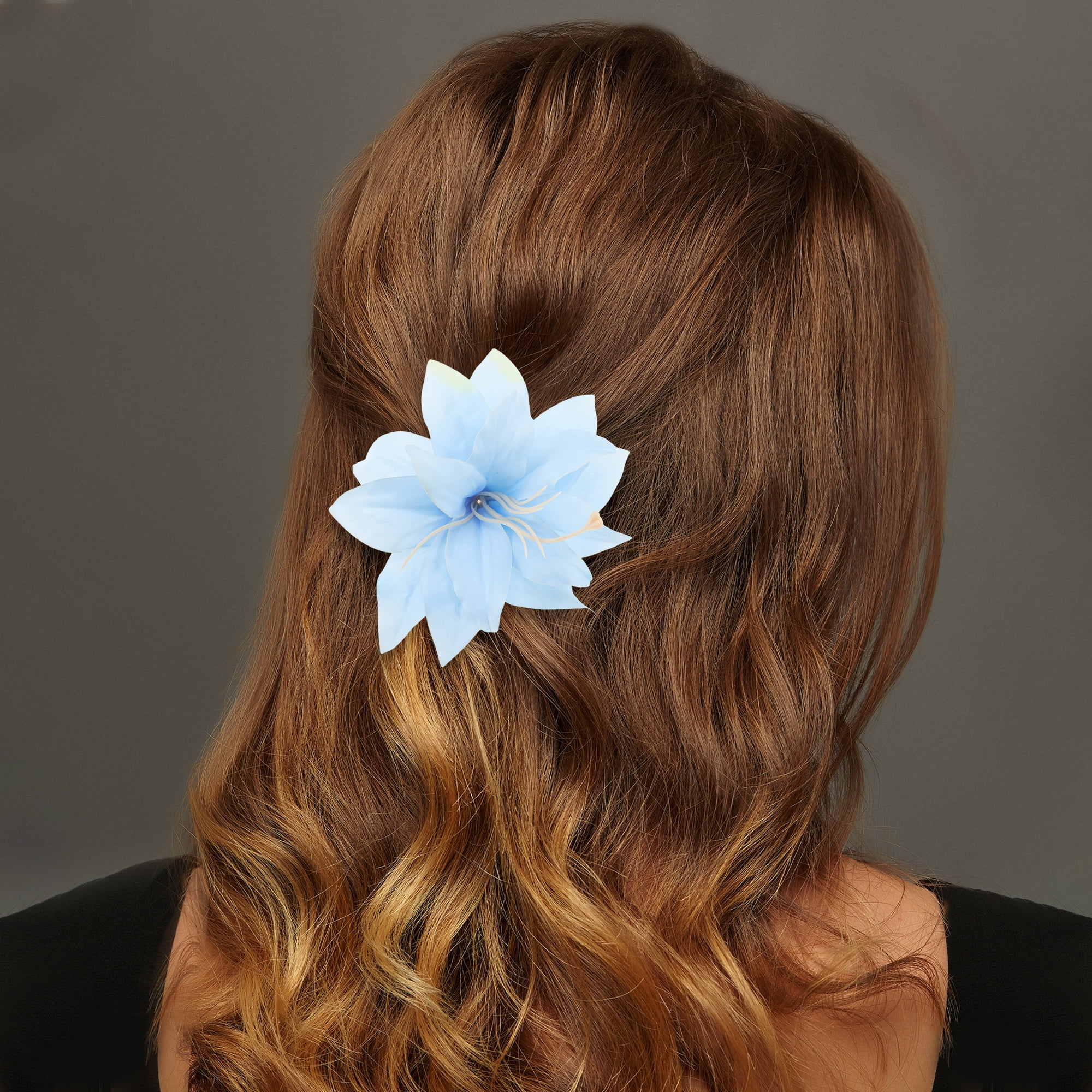 Unique Bargains 2Pcs Fashionable Hairstyles Artificial Flower Hair Clip Blue