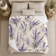 thumbnail image 4 of Lavender Bouquets And Botanical Sprigs, Cozy Flannel Blanket for Vintage Botanical Enthusiasts, Vintage Washed Botanical Watercolor Home Decor for Living Room and Bedroom, Housewarming Gift, 4 of 7