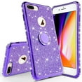 thumbnail image 2 of Apple Apple iPhone SE 2020/iPhone 8/iPhone 7 Case,Glitter Cute Phone Case Girls Kickstand,Bling Diamond- Bumper Ring Stand Sparkly - Purple, 2 of 5