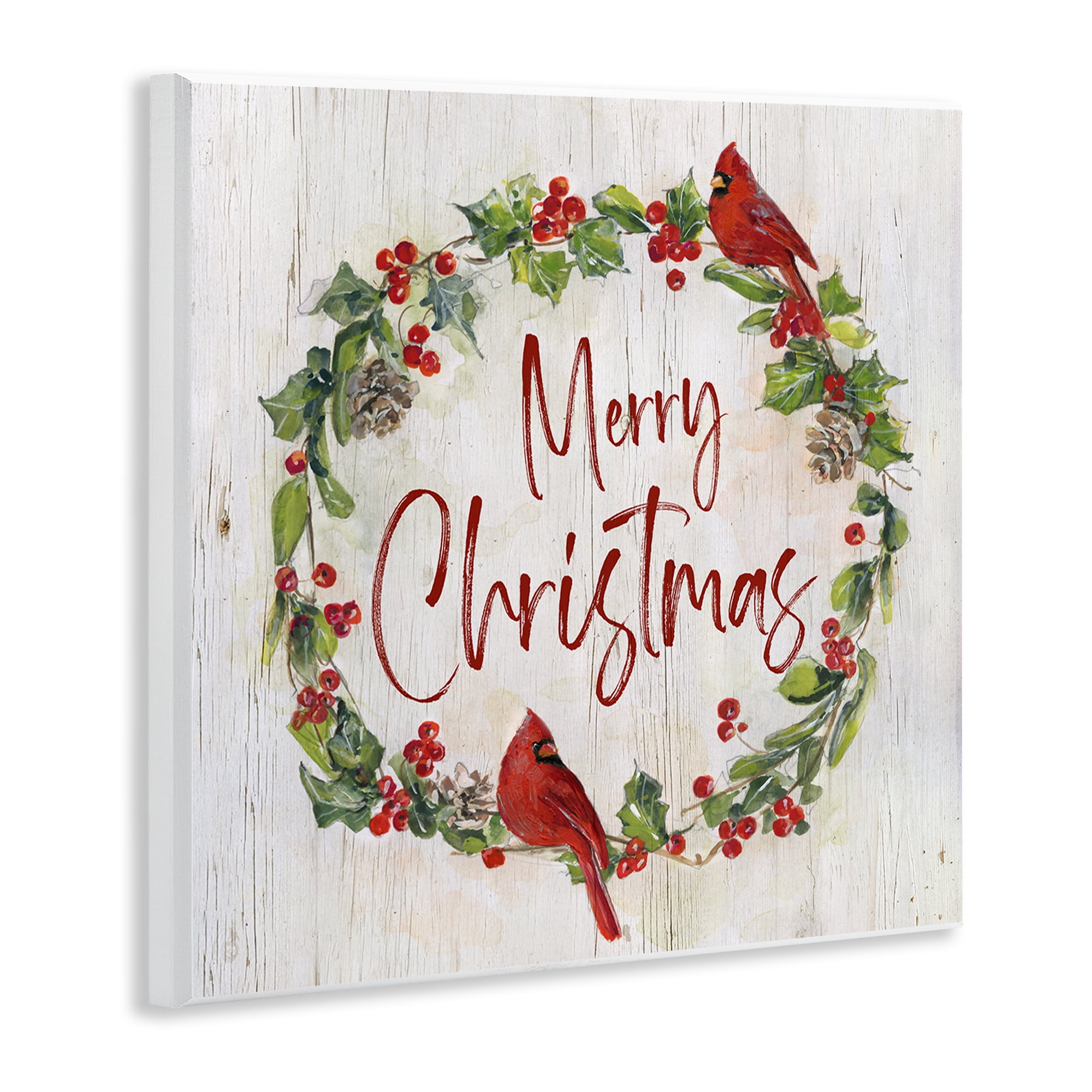 Stupell Industries Christmas Seasonal Wreath Holiday Painting Unframed Art Prints Wall Art, 12 x 12