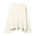 thumbnail image 4 of Ediodpoh Women's Loose Solid Color Crew Neck Flared Pullover Sweater Womens Sweaters Beige L, 4 of 5