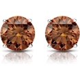 thumbnail image 3 of Zion Jewels 1.10 Ct Round Cut Brown Diamond Screw Back Stud Earring's 14K White Gold Plated 925 Sterling Silver For Women's, 3 of 3