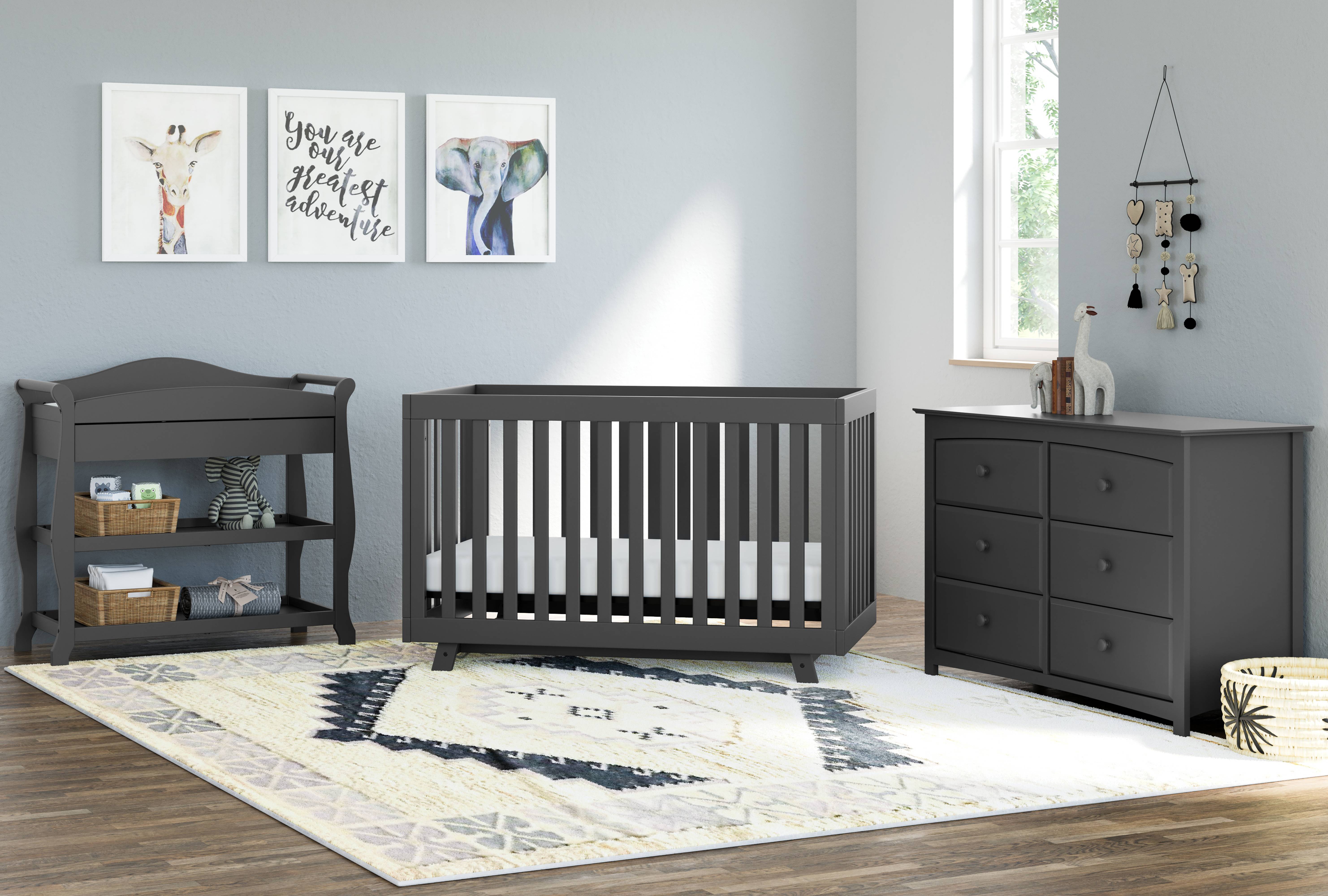 Storkcraft Alpine Drawer Changing Table Chest (Gray) Attached Changing