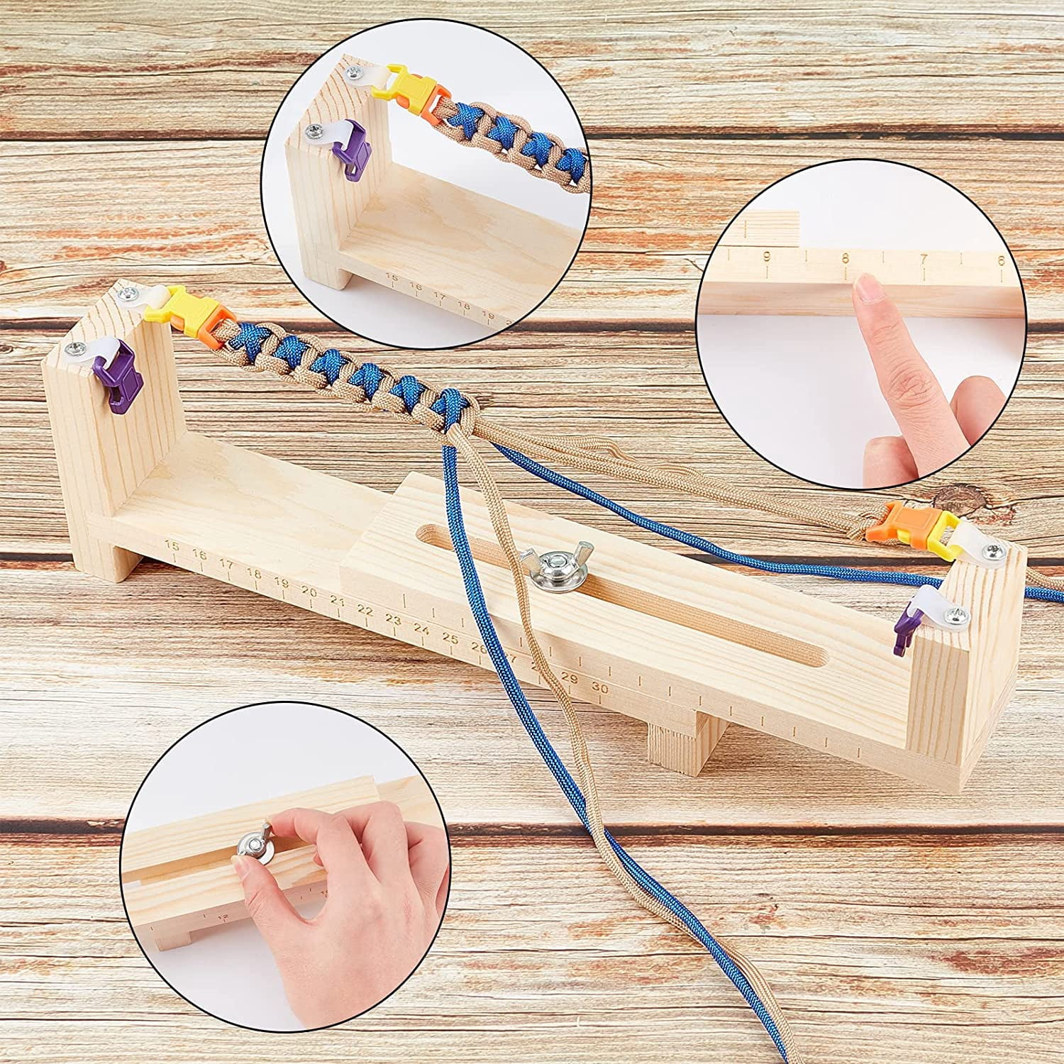 Jig Bracelet Maker Kit Wristband Maker with 8 Parachute Cords and 8 Quick Release Buckles Adjustable Length Braiding Weaving DIY Craft Tool Kit DIY