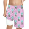 thumbnail image 2 of Gyexs Short de Bain avec Doublure de Compression pour Garçons, Short Athlétique, Maillot de Bain Graphique Mode Rose, 14T, 2 of 5