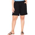 thumbnail image 1 of avenue Womens Solid Drawstring Waist Casual Walking Shorts, Black, Plus Size, 28W, 1 of 1