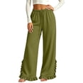 thumbnail image 6 of Lutiedan Womens Wide Leg Pants Side Split Ruffle Hem Flowy Pants Fall Casual Elastic Waist Pants with Pockets S-XXL, 6 of 6