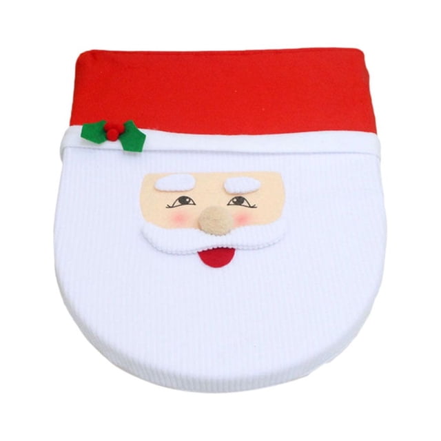 Juego de funda para asiento de inodoro de baño, impermeable, a prueba de moho y con diseño navideño, almohadilla para pies y funda para tanque de agua