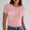 #Pink, variant on DPTALR Women's Solid Color Bow Detail Round Neck Casual Short Sleeve T-Shirt,Pink,Size L,Women's Plus ,Young Adult Tops