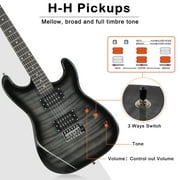 Glarry 39in Full Size Beginner Electric Guitar Kit w/Case, 20W Amp, Tuner, Bag, Strap, Black