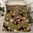 thumbnail image 2 of Manfei Abstract Camouflage Twin Sheet Sets, Green Brown Camo Twin Fitted Sheet, Military Patriotic Theme Flat Sheet, Super Cozy Room Decor 3 Pieces, 2 of 7