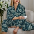 thumbnail image 5 of KLL Fish Style Print Women's Long Sleeve Pajamas with Pants Sleepwear Loungewear 2 Set-Small, 5 of 7