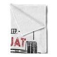 thumbnail image 2 of Sleep Soft Flannel Fleece Throw Blanket, Gym Words with Grunge Effect and Barbell Eat Sleep Squat, Cozy Plush for Indoor and Outdoor Use, 60" x 80", Vermilion Black, by Ambesonne, 2 of 5