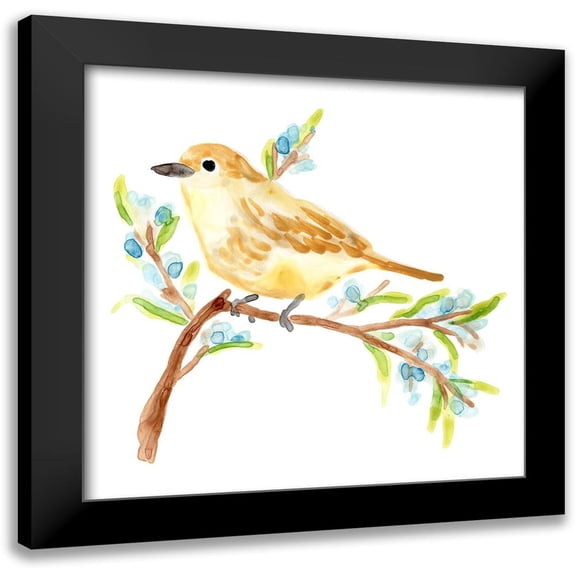 Vess, June Erica 12x12 Black Modern Framed Museum Art Print Titled - Springtime Songbirds II