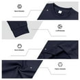 thumbnail image 3 of Men's Waffle Casual Tops Round Neck Solid Color Knitted Sports Sweater Long Sleeved Pullover Sweatshirt Navy S, 3 of 3