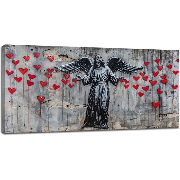 Aaheei Banksy Jesus Wings Canvas Wall Art, Christian Angel Street Poster for Office, Living Room, Bedroom, Bathroom Modern Wall Decor 8 x 10 in