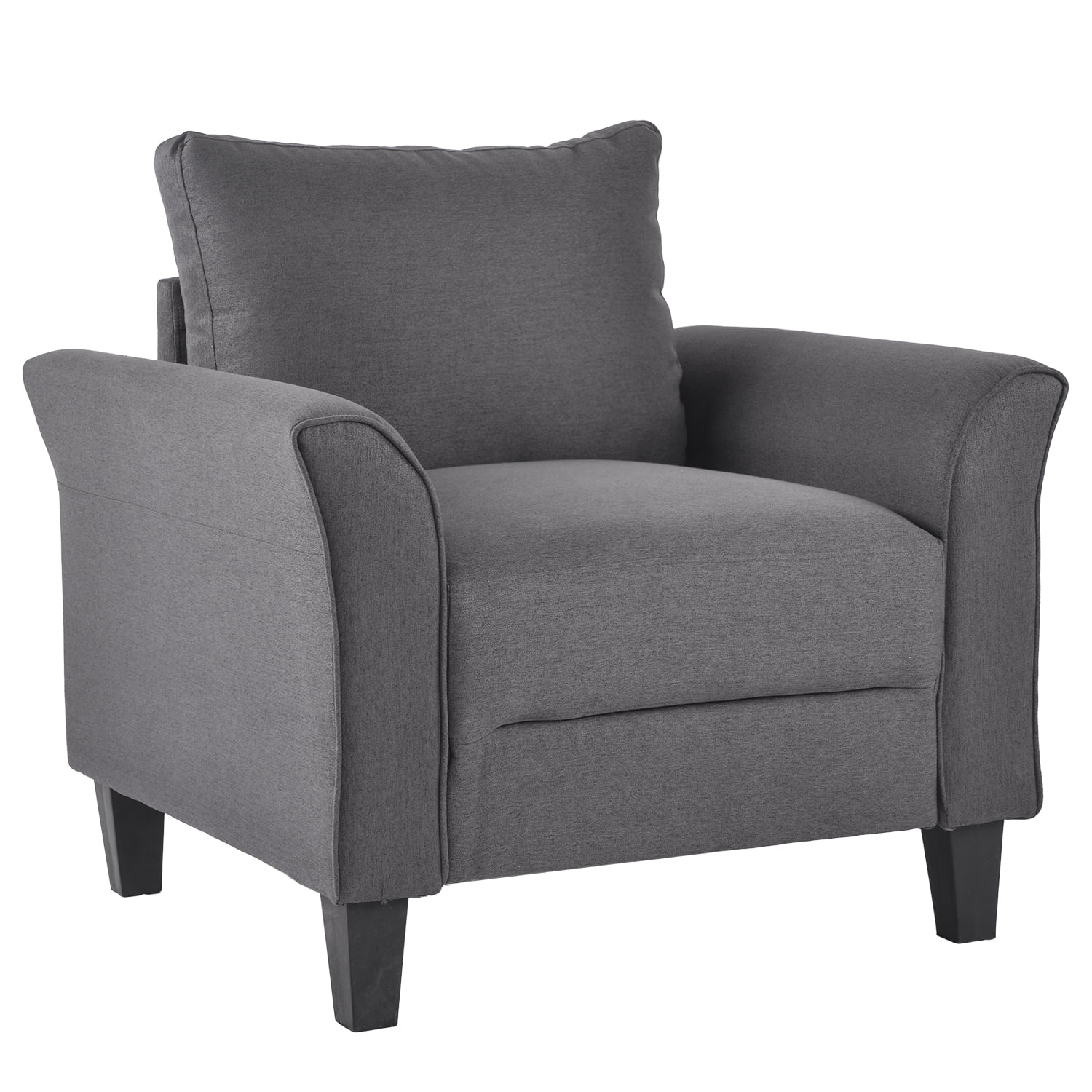Kepooman Upholstered Accent Arm Chair, Single Sofa with Rolled Arm - Grey Kepooman Upholstered Accent Arm Chair, Single Sofa with Rolled Arm - Grey
