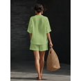 thumbnail image 5 of Women 2 Piece Short Sets Summer Lounge Outfits Sets Short Sleeve Trendy Casual Matching Set Lemon Yellow XL, 5 of 6