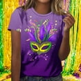 thumbnail image 2 of QQAMB Mardi Gras Shirts for Women Trendy Crewneck Short Sleeve Carnival Tee Blouses Funny Gifts Party T-Shirts Purple XL, 2 of 6