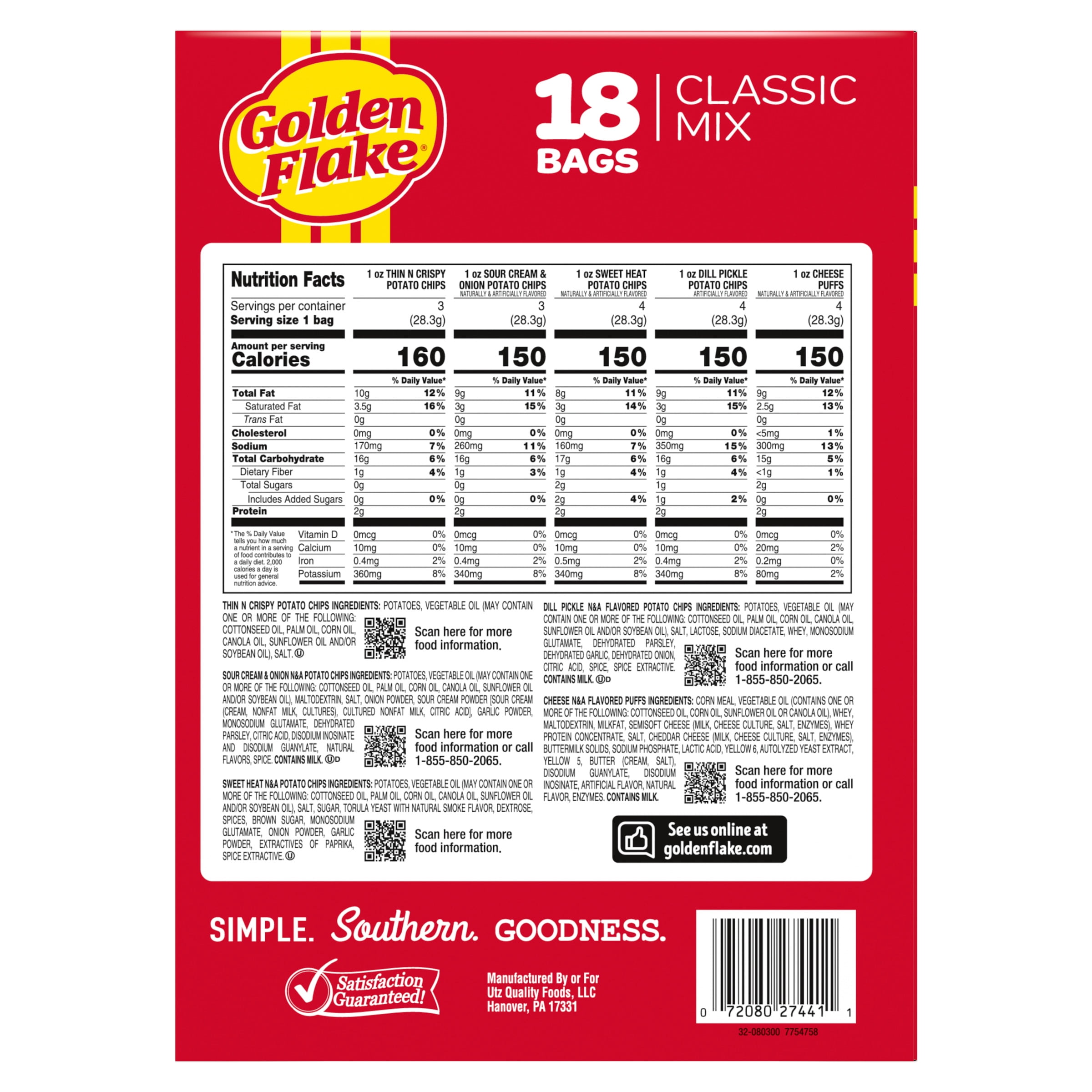 18oz Golden Flake Classic Mix 18ct Box