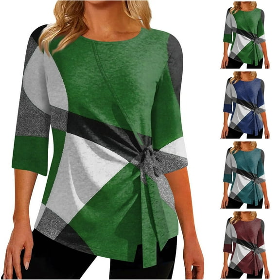 Patlollav Pntutb Women Fall Tops,Ladies 3/4 Sleeve Shirts Boho Graphic Blouses