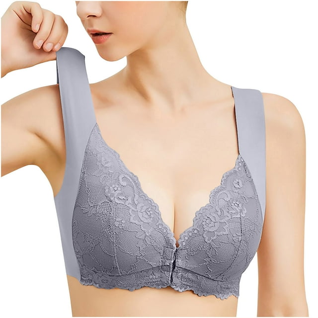 Timegard Womens Bras Plus Size Front Closure Lace High Support Back Smoothing Comfort Everyday Bras