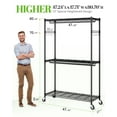 HOKEEPER Heavy Duty Wire Garment Rack with Shelves, Double Rods, Wheels