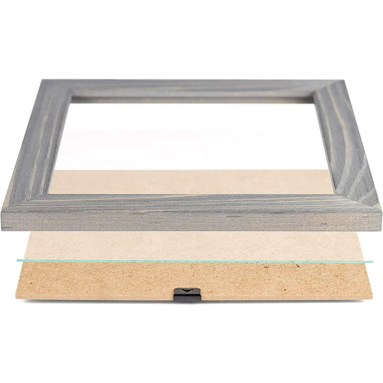  8X8 Frame Wood Set of Two, Rustic Square Frame For Wall Mount  & Tabletop 8X8 Picture Frames Mounting Hardware Included