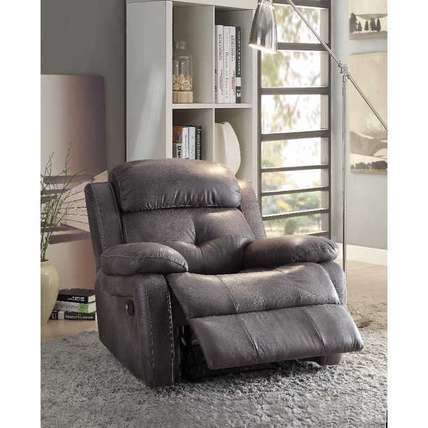 Recliner , Gray Microfiber