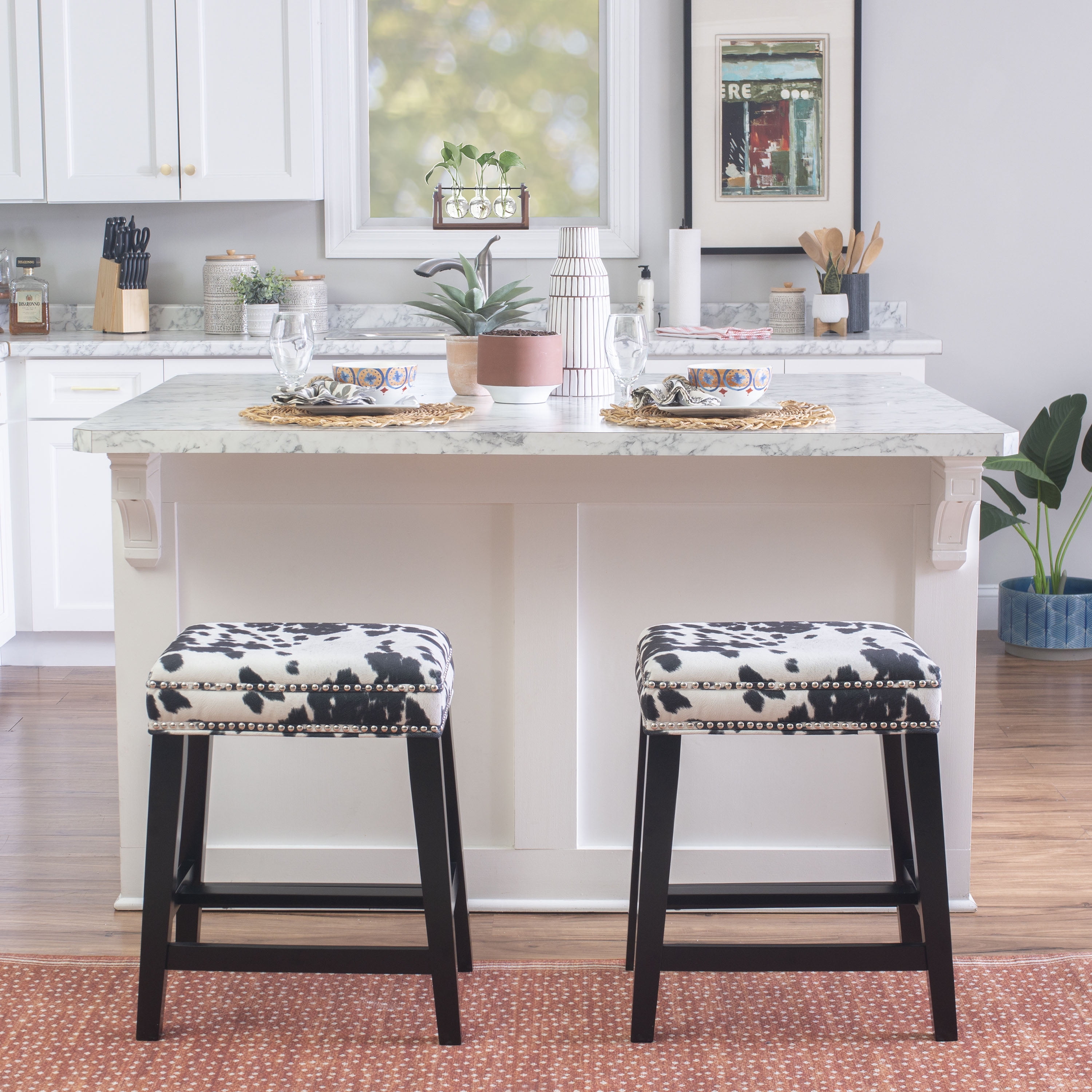 Cow print counter stools deals
