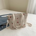 thumbnail image 1 of Granjero Gordo Bolso de mano tejido y bolsas de cosméticos, bolso de mano tejido elegante de playa de verano, bolso de hombro de 10,62 x 3,93 x 7,48 pulgadas (blanco), 1 of 5