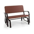 thumbnail image 3 of 2-Seat Porch Glider with HDPE Seat & Steel Frame - Outdoor Patio Bench for Backyard, Garden, or Porch - Black/Brown - 600lbs Capacity - Smooth Gliding & Ergonomic Design, 3 of 9