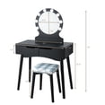 thumbnail image 2 of Costway Vanity Makeup Dressing Set w/8 Dimmable Bulbs Lighted Mirror Touch Switch Black, 2 of 10