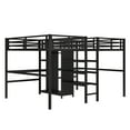 thumbnail image 5 of Twin Over Twin Metal Loft Bed with Double Desk and Wardrobe and Shelves with Electrical Outlet for Space Saving and Noise Reduction,Black, 5 of 13