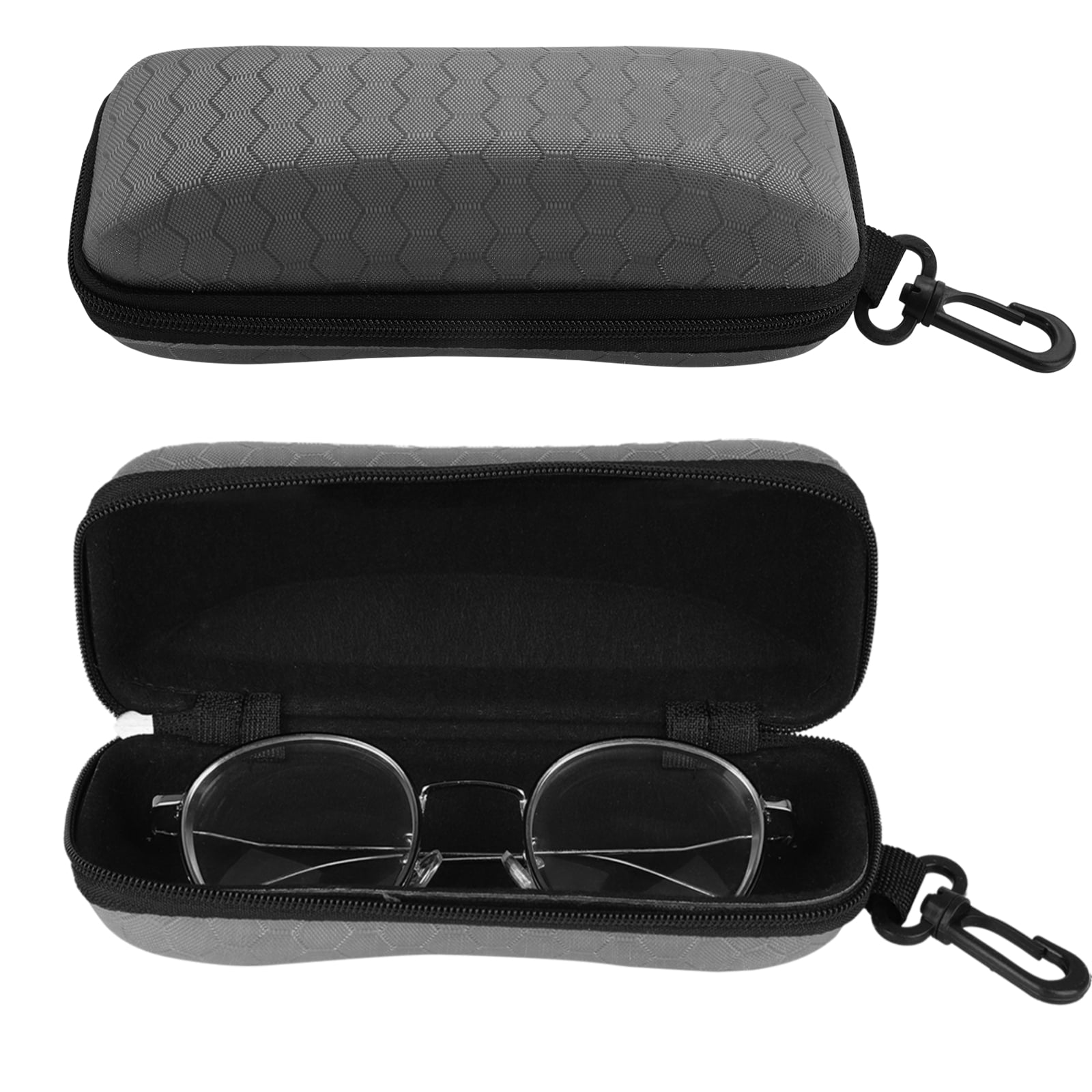 2pcs Universal Anti-pressure Zipper Eyeglasses Case Camouflage Large  Capacity Outdoor Sports Portable EVA Glasses Case Sunglasses Box Protector  with Hook for Belt (Grey) 