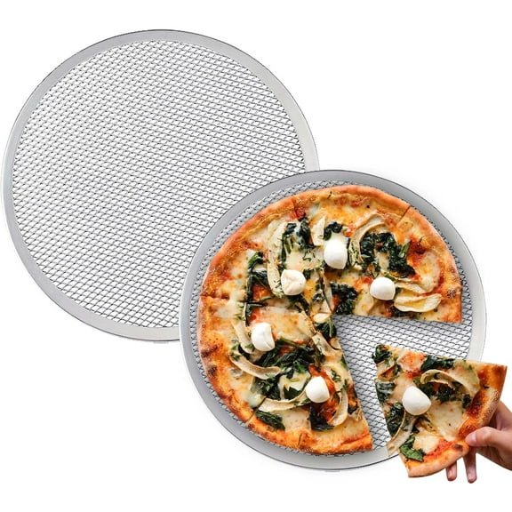 2 Pack 12 Inch Pizza Screen Non-Stick Bakeware Baking Screen, Aluminum Pizza Pan with Holes Pizza Mesh, Seamless