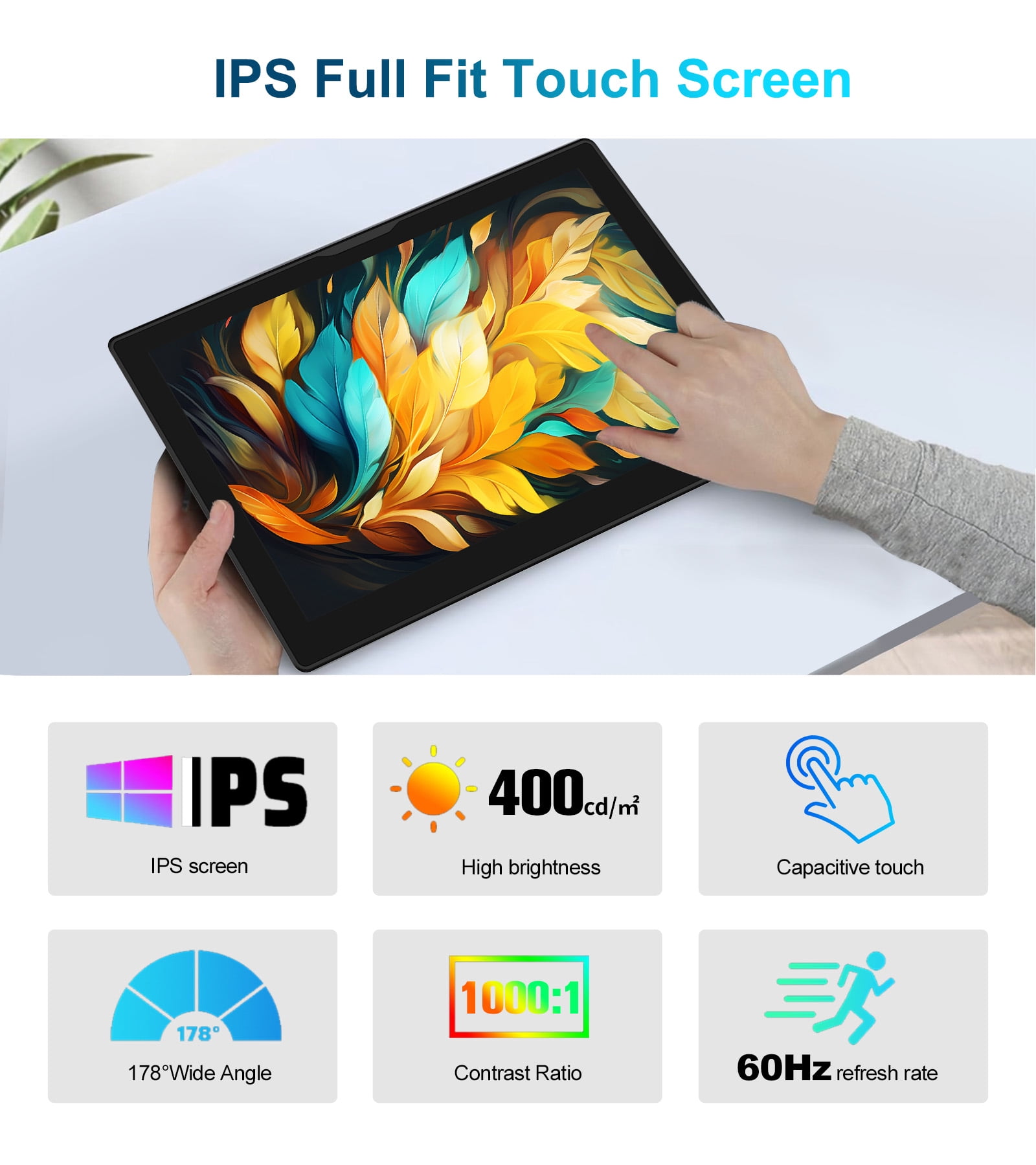 HOWENS 8 inch Touchscreen Monitor, FHD 1280*800 IPS Screen HDMI Monitor Compatible with R Pi 5/4/3/2