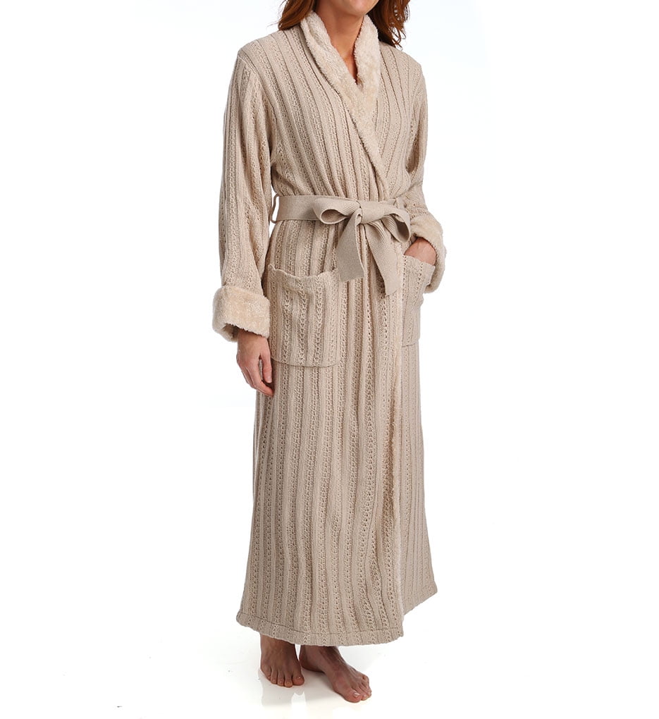 Robes Natori Womens Cable Knit Robe with Sherpa Lining Sleep & Lounge