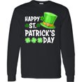 thumbnail image 3 of Inktastic Happy St. Patrick's Day Green Hat and Clovers Long Sleeve T-Shirt, 3 of 5