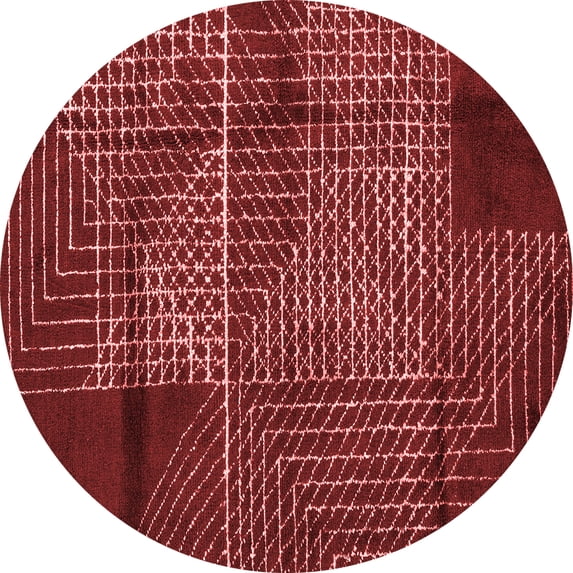 Ahgly Company Indoor Round Abstract Red Modern Area Rugs, 7' Round