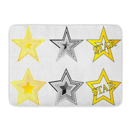 GODPOK Best White Abstract Stars Flat Design Yellow Award Bright Rug Doormat Bath Mat 23.6x15.7