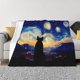 thumbnail image 1 of Fotbe Cat Under Starry Skies Manta de Franela con Estampado, Manta Ultrasuave para Cama, Sofá, Auto, Hipoalergénica y Antibolitas-40"x30", 1 of 6